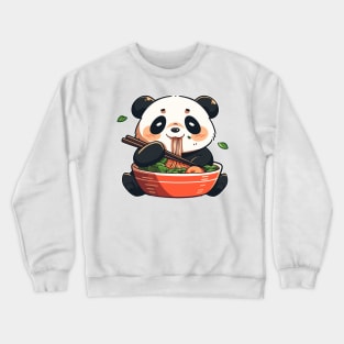 Panda T-Shirt, Graphic Ramen Tee, Unisex Casual Top, Foodie Gift, Ramen Lover Shirt, Asian Cuisine Themed Apparel Crewneck Sweatshirt